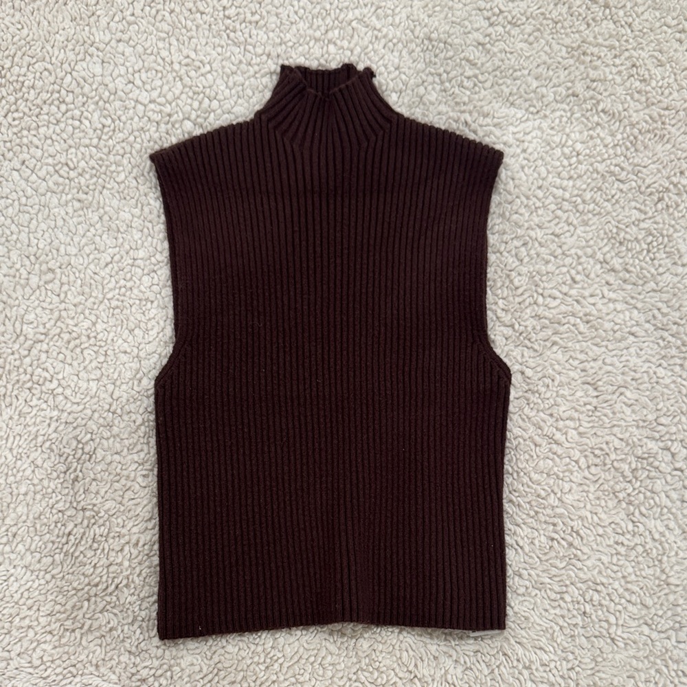 Zara Dark Brown Ribbed Tank Top